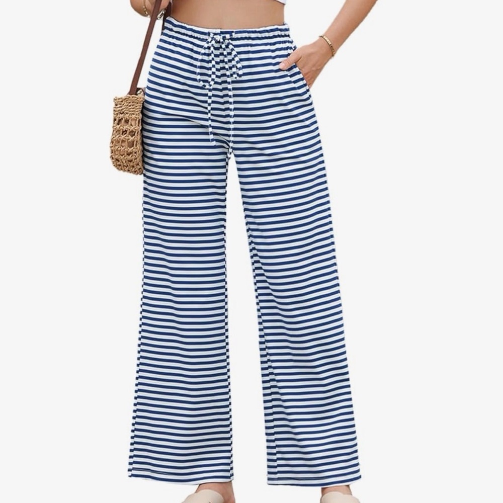 Striped Blue and White Women's Pants